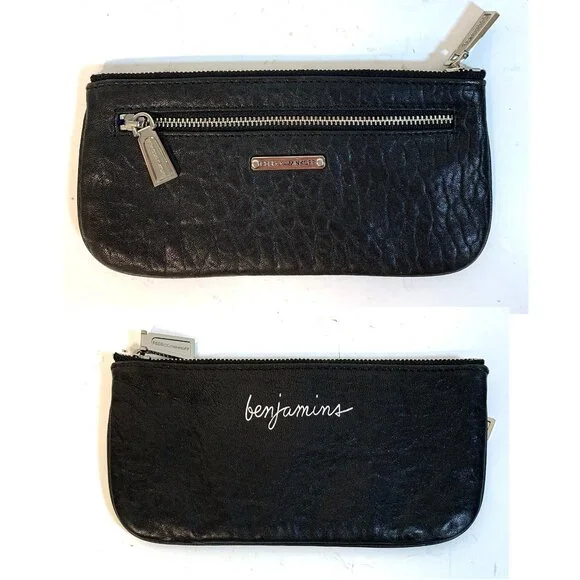 REBECCA MINKOFF Black Leather "Benjamins" Zippered Pouch Wallet - Picture 1 of 6